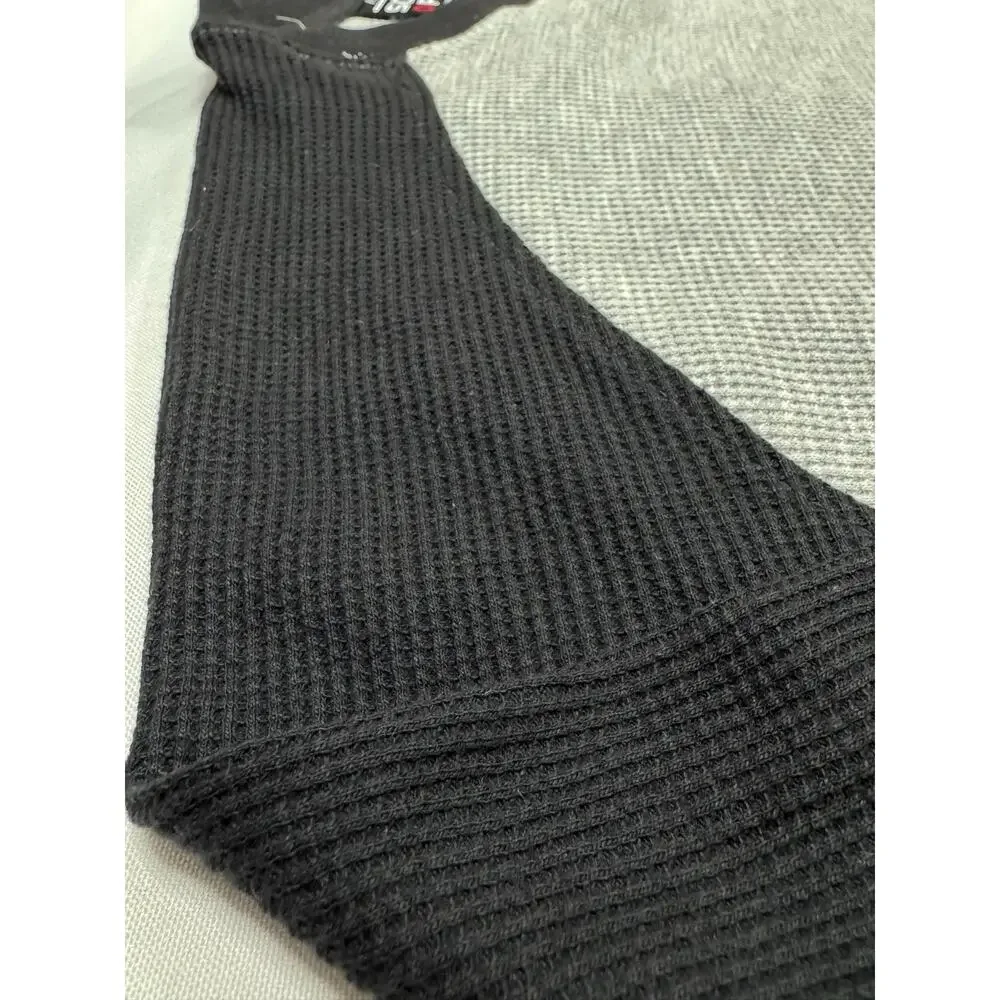 South Pole Mens Large Grey & Black Cotton Blend Long Sleeve shirt waffle